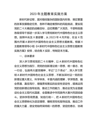 2023年主题教育实施方案6200字
