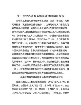 加快养老服务体系建设的调研报告