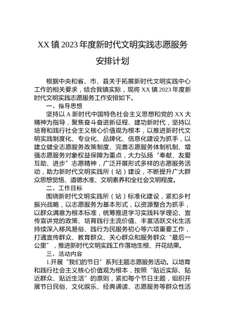 乡镇新时代文明实践志愿服务安排计划