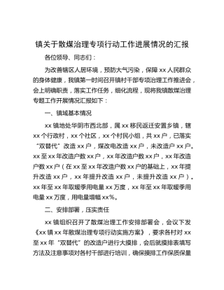 乡镇散煤治理专项行动工作进展情况总结汇报