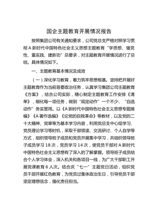 国企公司主题教育开展情况总结报告2200字