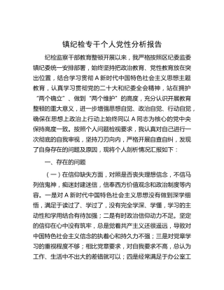 乡镇纪检专干个人党性分析报告4900字
