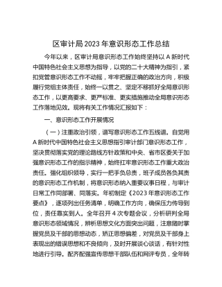 区审计系统2023年意识形态工作总结2300字
