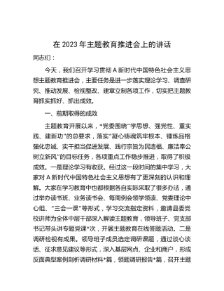 在2023年主题教育推进会上的讲话2500字