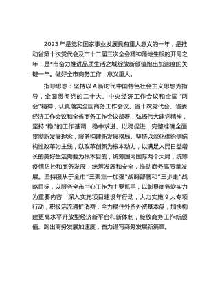 2023年市商务工作要点