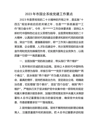 2023年市国企公司系统党建工作要点3800字