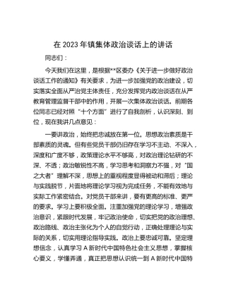 在2023年乡镇集体政治谈话上的讲话