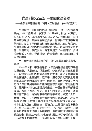 党建引领促三治 一星四化谱新篇