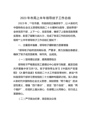 2023年上半年领导班子工作总结