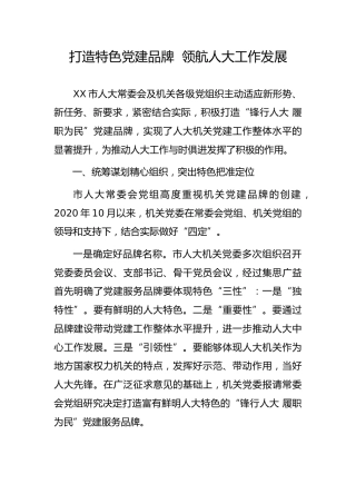 人大“锋行人大 履职为民”党建品牌经验6400字