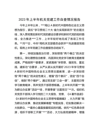 2023年上半年机关党建工作自查情况报告