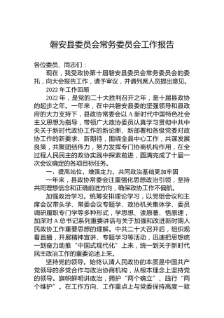 磐安县委员会常务委员会工作报告（20230131）