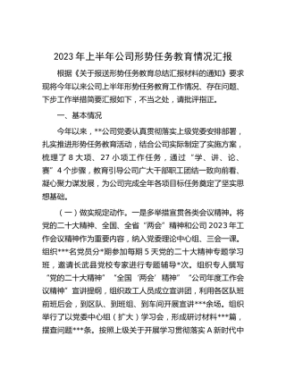 2023年上半年公司形势任务教育情况总结汇报