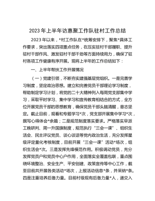 2023年上半年访惠聚工作队驻村工作总结