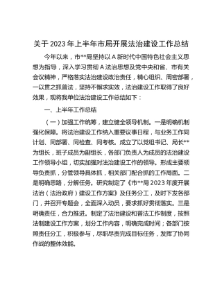 2023年上半年法治建设工作总结