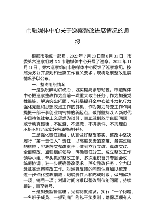市融媒体中心关于巡察整改进展情况的通报(20230508)