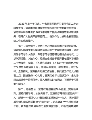 2023年上半年党建工作情况总结汇报