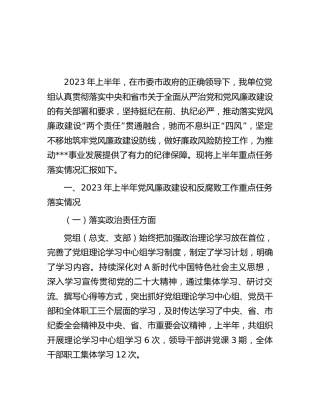 2023年上半年党风廉政建设工作总结 (2)