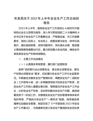 2023年上半年安全生产工作总结报告