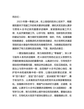 乡镇党委书记在支部2023年一季度会议上的讲话