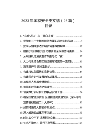 2023年国家安全类理论材料26篇