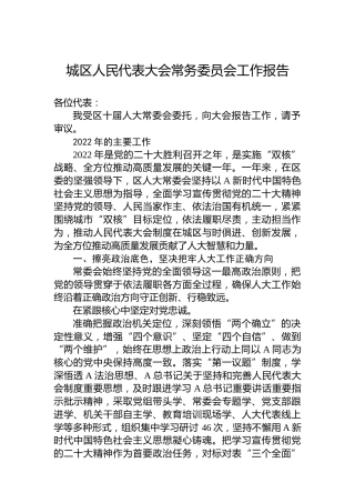 城区人民代表大会常务委员会工作报告（20230224）