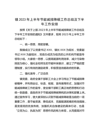 乡镇2023年上半年节能减排降碳工作总结