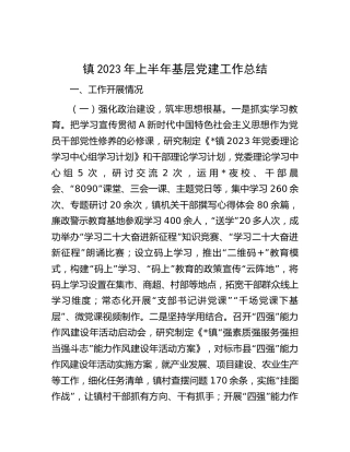 乡镇2023年上半年基层党建工作总结