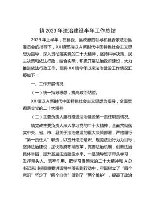 乡镇2023年法治建设半年工作总结