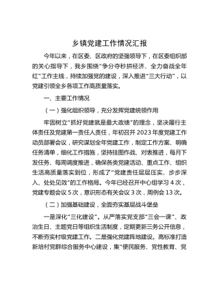 乡镇2023年党建工作情况总结汇报