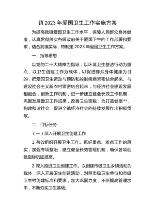 乡镇2023年爱国卫生工作实施方案