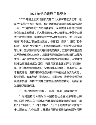 2023年党的建设（党建）工作要点（工作计划）5100字