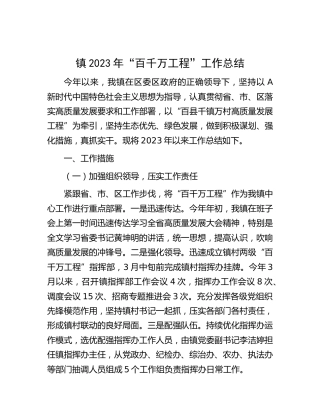 乡镇2023年“百千万工程”工作总结