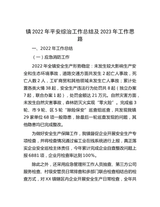 乡镇2022年平安综治工作总结及2023年工作思路