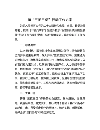 乡镇“三抓三促”行动工作方案5200字