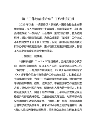 乡镇“工作效能提升年”工作情况总结汇报