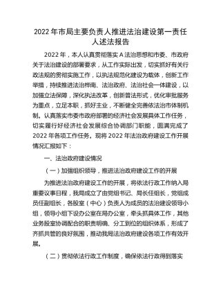 2022年主要负责人推进法治建设第一责任人述法报告