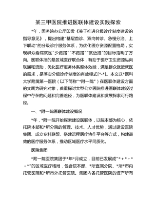 三甲医院推进医联体建设实践探索