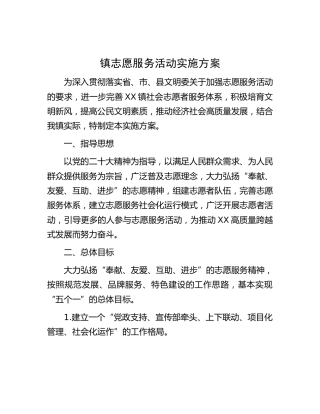 乡镇志愿服务活动实施方案