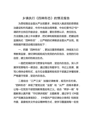 乡镇执行“四种形态”情况报告