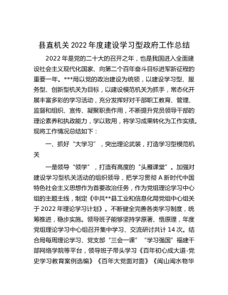 2022年度建设学习型政府工作总结