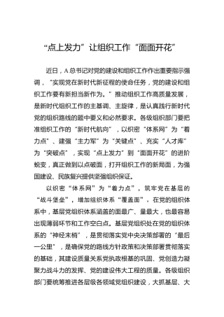 “点上发力”让组织工作“面面开花”