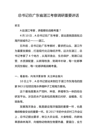 总书记在广东省湛江考察调研重要讲话学习ppt课件