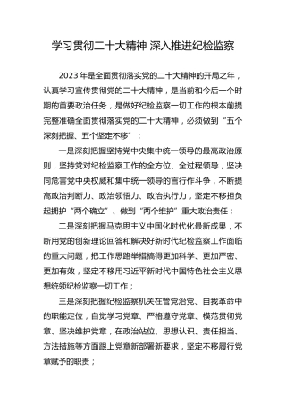 党课ppt+讲稿：学习贯彻二十大精神 深入推进纪检监察（教育整顿党课参考）