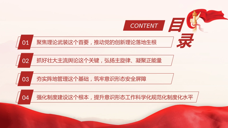 党课ppt+讲稿:举旗亮剑强基固本毫不放松抓好意识形态工作(5200字,28张)_第4页