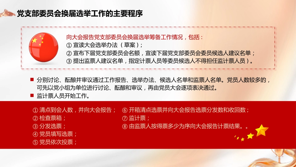 党建培训党课ppt+讲稿:党支部委员会换届选举工作的主要程序_第6页