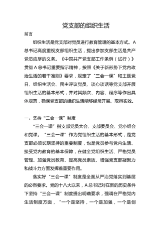 党建培训党课ppt+讲稿：党支部的组织生活（7300字，37张）