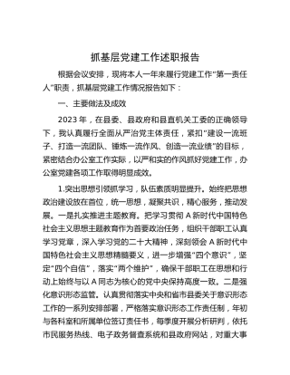 2023年书记抓党建工作述职报告4000字
