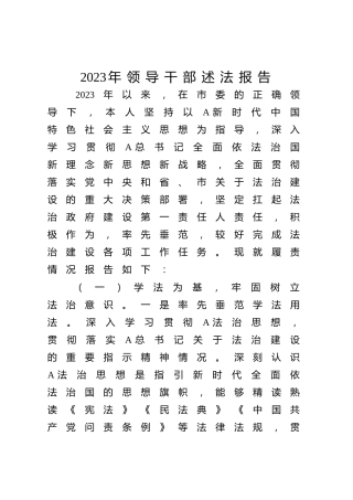 2023年领导干部述法报告2600字