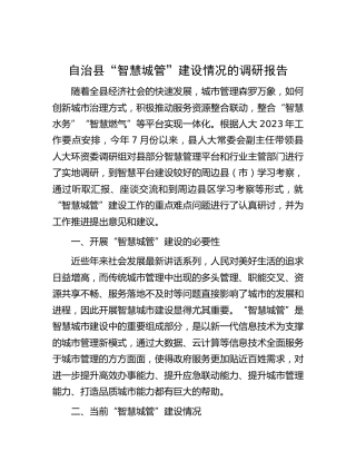 “智慧城管”建设情况的调研报告